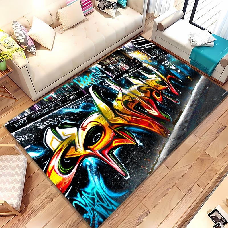Colourful Graffiti 3D Printing Area Carpets for Home Living Room Kids Bedroom Sofa Doormat Kitchen Floor Rugs Anti-slip Decor