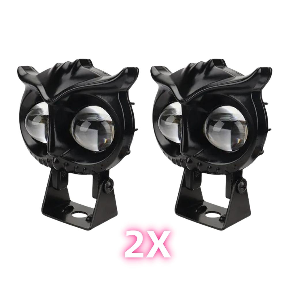 Dual Color Motorcycle Headlight Owl Design 4 Modes Auxiliary Spotlights Motorbike Scooter Fog Lamp Running Lights