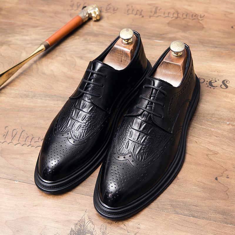 Fashion Brand Spring Autumn Men Dress Shoes Lace Up Casual Black Leather Shoes Men Loafers Luxury Wedding Party Male Shoes men