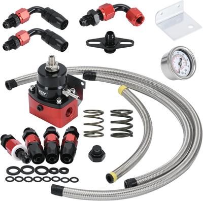 Adjustable Fuel Pressure Regulator Kit AN6 Feed & AN6 Return Line W/ 0-160PSI Gauge Set 3-20/ 20-45/ 45-70 Pressure Springs