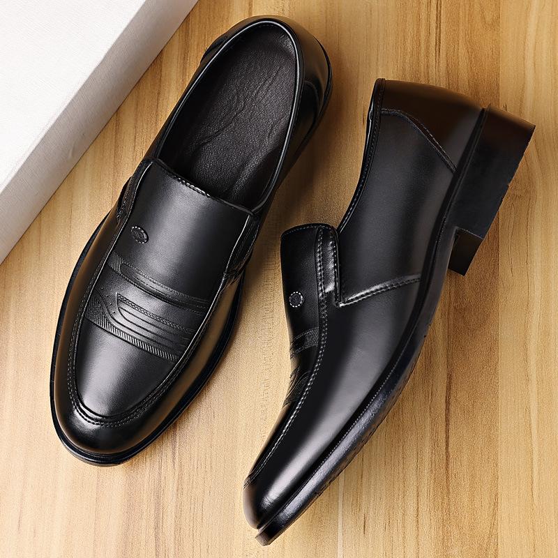 Leather shoes men's spring and autumn leather breathable casual middle-aged business dress soft-soled dad shoes
