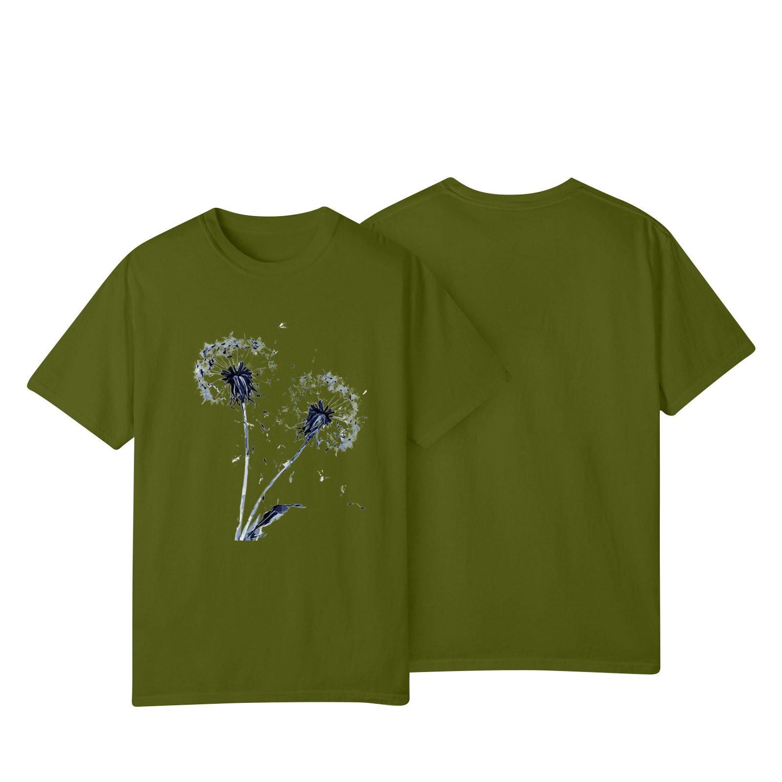 

Женская повседневная футболка с принтом подсолнухов Street Slim Fit с коротким рукавом L армия зеленый