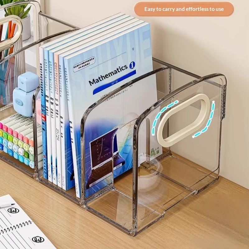 4-Fächer Klarer Acryl-Aktenordner Schreibtisch-Magazinhalter Mit Griff Für Büro Zuhause