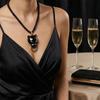 Women's Beaded Pearls Necklace Enamel Leopard Pendant Accent Elegant Clavicle Chain For Daily And Evening Wear