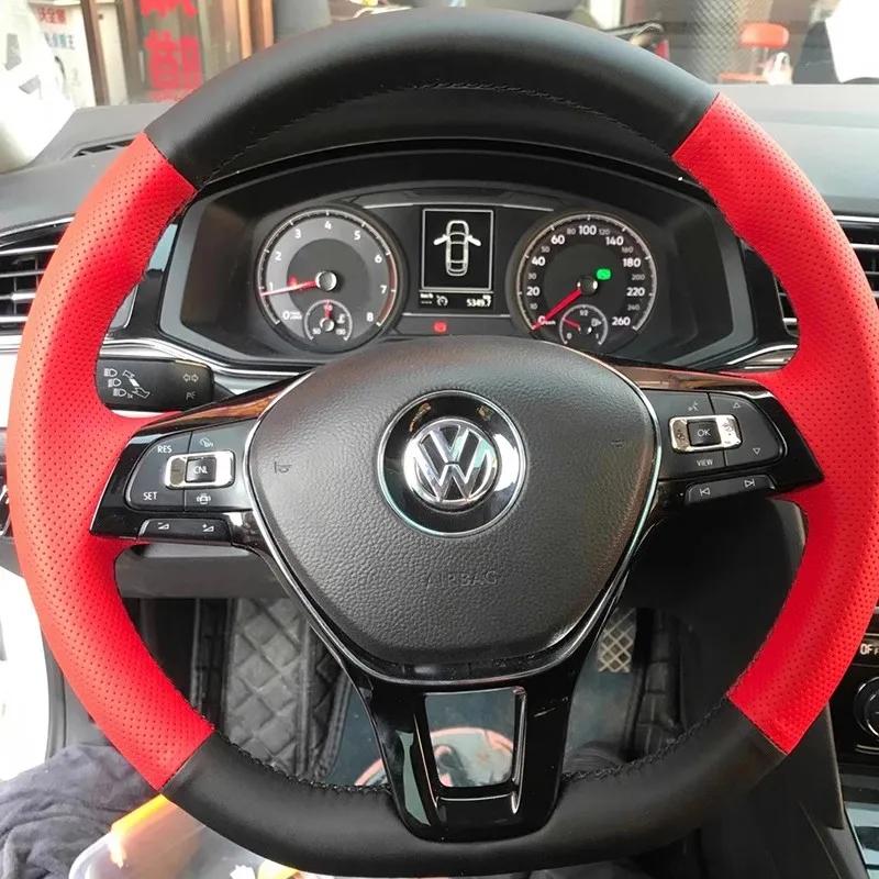 עבור פולקסווגן VW גולף 7 Mk7 פולו ג'טה פאסאט B8 טיגואן שאראן טוראן כיסוי הגה קלוע עשה זאת בעצמך סיבי פחמן פנים