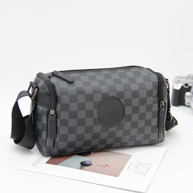 Men's Plaid Crossbody Shoulder Bag - Casual Korean Style Messenger Bag