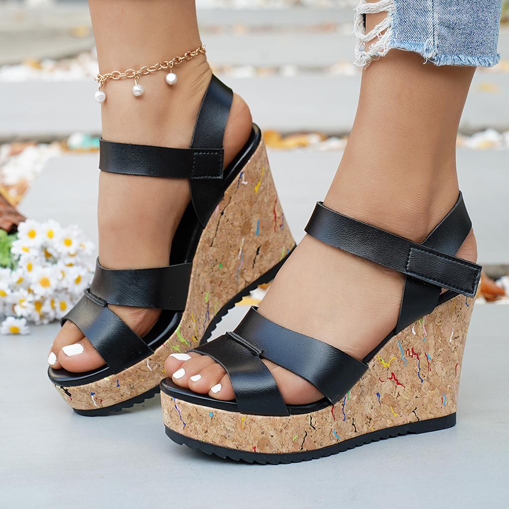 Women Wedge Sandals Summer Trend Platform Shoes Women Fashion Roman Buckle Peep Toe Shoes Leisure Lightweight Holidays Sandals