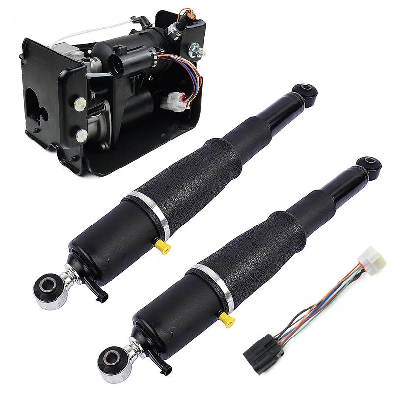 AP02 Pair Rear Air Suspension Shocks + Air Compressor for Chevy Tahoe Suburban 1500 GMC Yukon Cadillac SUV 2000-2014 25979391