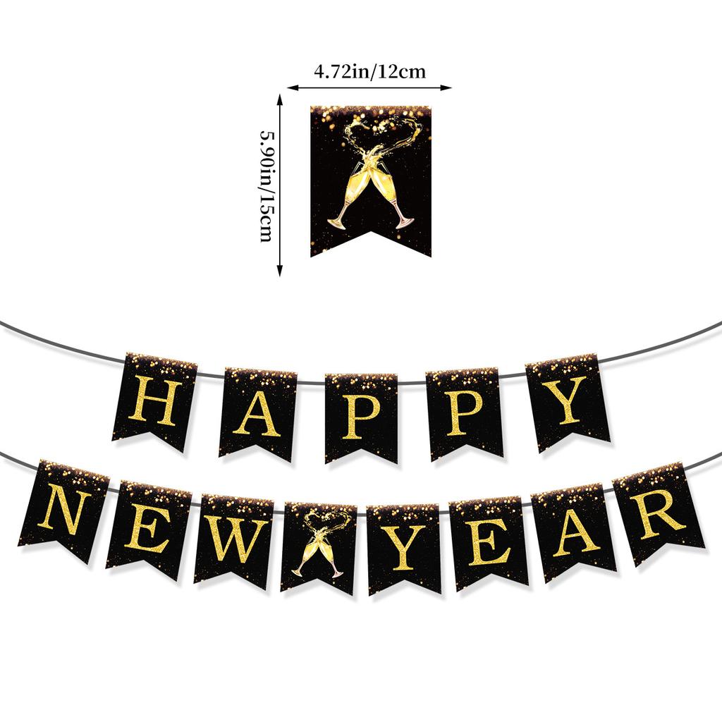 New Year'S Day Theme Party Decoration New Year'S Eve Party Family Arrangement Flag Spiral Balloon Set