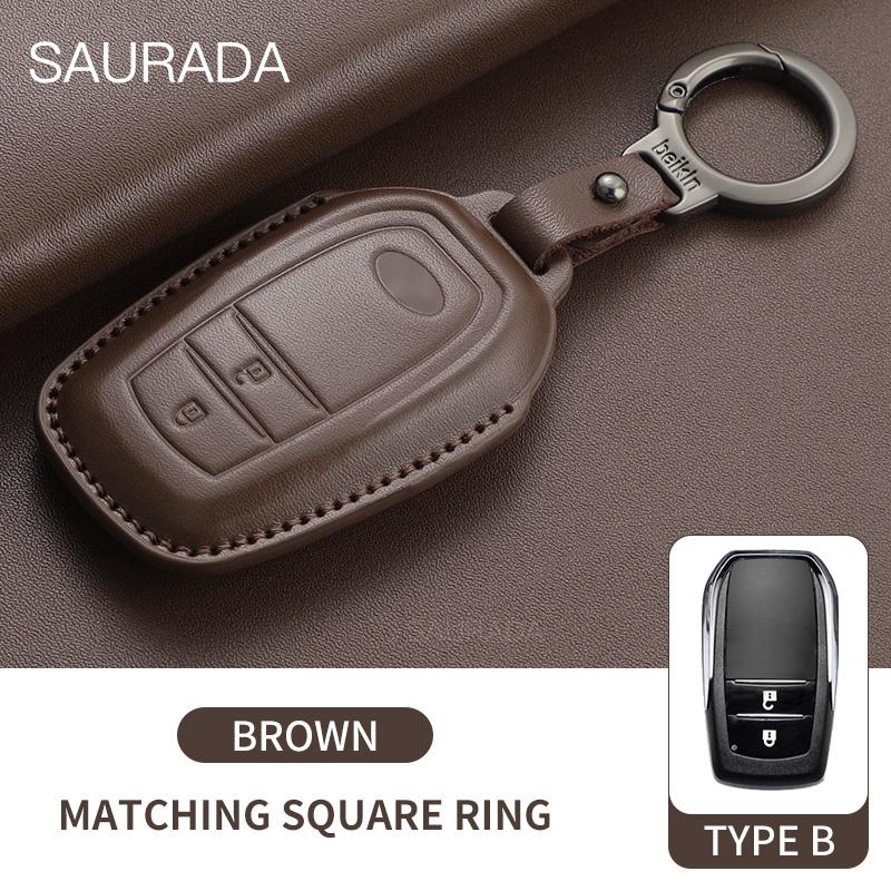 Genuine leather Car Key Case Fob For S5 Prius Camry Corolla C-HR RAV4 Land Cruiser 200 Prado Yaris Protector Accessories JH5