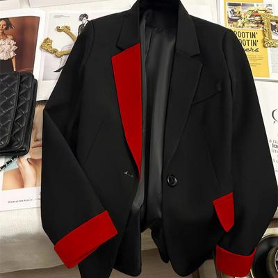 Women Business Blazer Suit Spring Autumn Coat Korean Fashion Jackets Ladies Formal Elegant Celebrity Patchwork Color Casual Blazers Suit