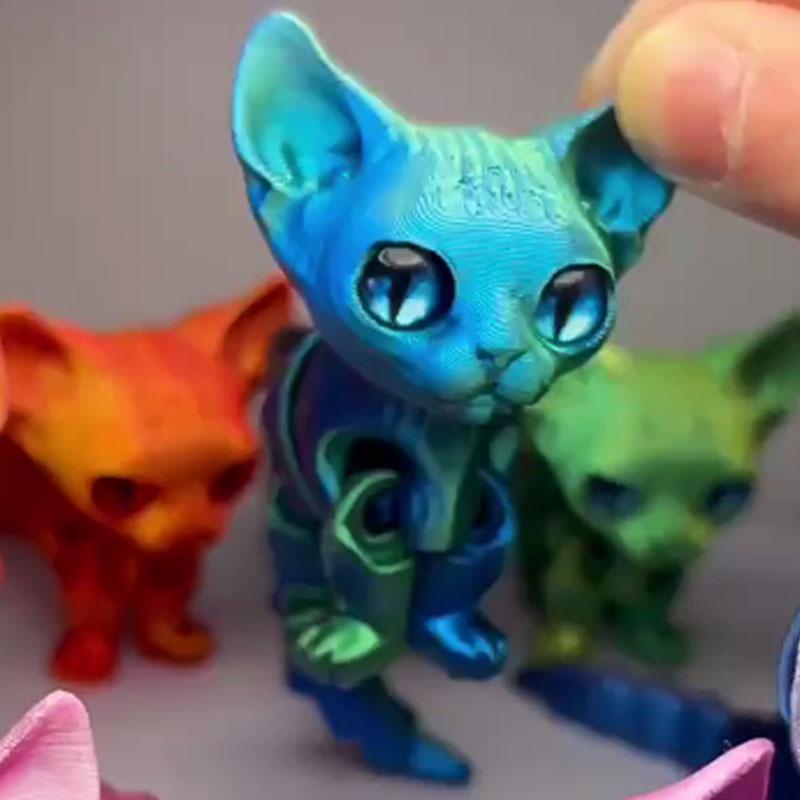 3D Printed Siamese Cat Movable Joint Fidget Toy Stress Relief Decompression Desktop Ornament Kid Figure Toy