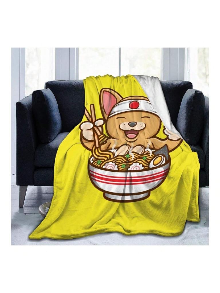 Cute Mouse Eating Delicious Ramen Throw Blanket 50x40 Soft Cozy Lightweight Blanket Fuzzy Blanket For Couch Bed Sofa