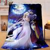 1PC Lunar Cat Magic Night Flannel Blanket Gift, Suitable for Both Men And Women, Soft Ideal for Beds And Sofa, Birthday Or Christmas Gift