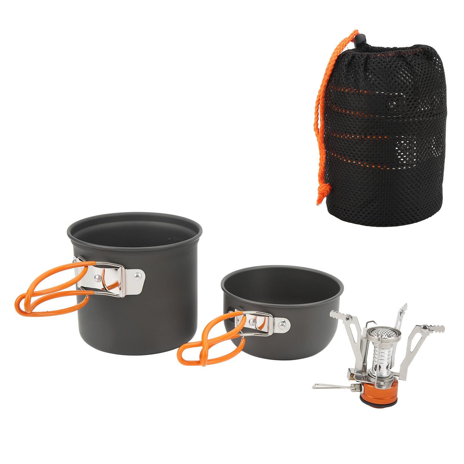 Набор для кемпинга, кухонный набор Alumine, прочный, пищевой, портативный, набор кастрюль для плиты для улицы Orange handle