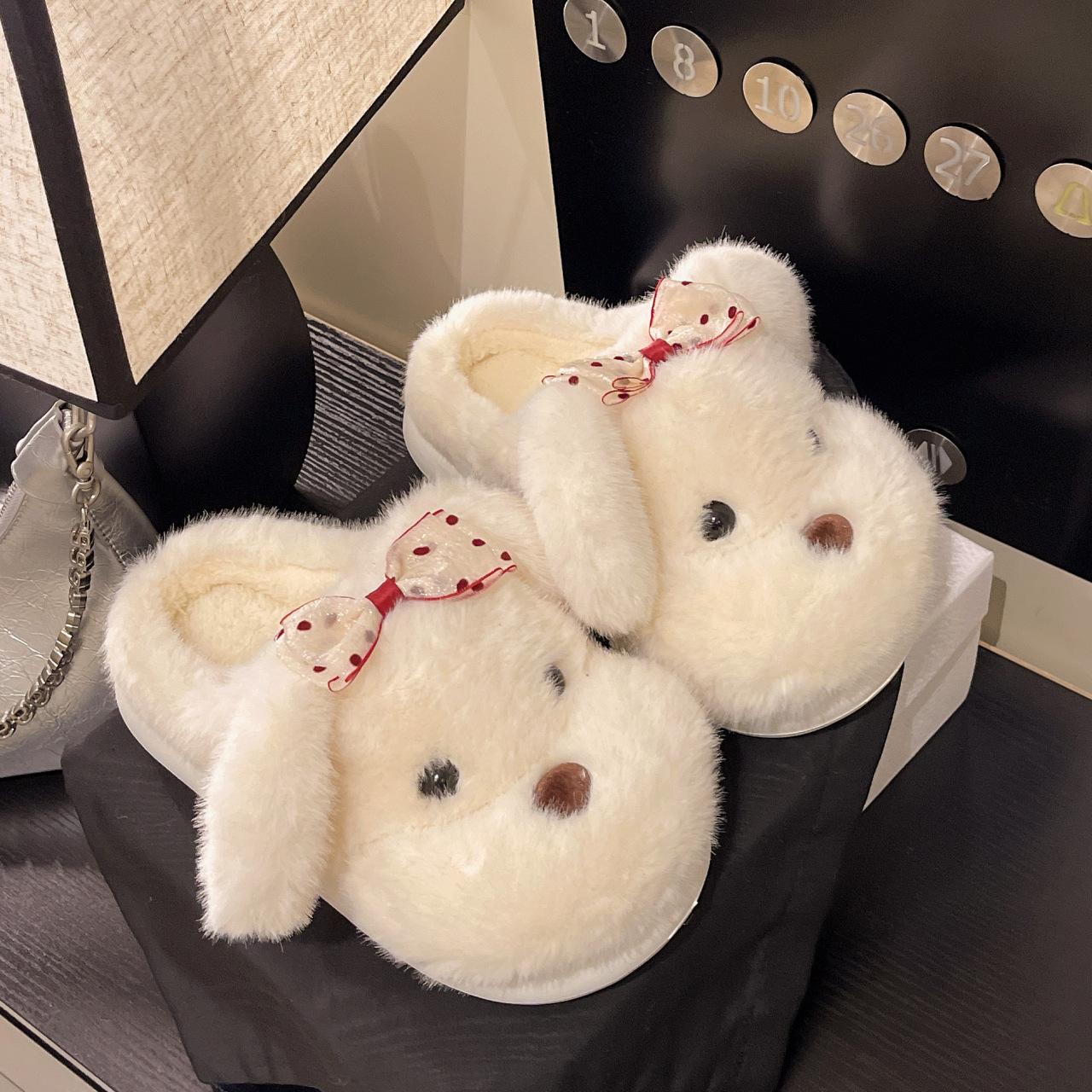 

Cute puppy cotton shoes for women s new autumn and winter indoor home non-slip and warm thick-soled plush cotton slippers for women 40-41