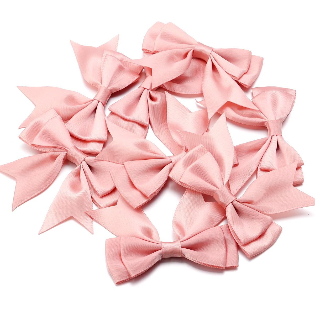 

10pcs Satin Ribbon Bows Colourful Polyester Double Layer Swallowtail Bowknot For DIY Wedding Party Clothing Headwear Gifts Decor 6x7cm розовый