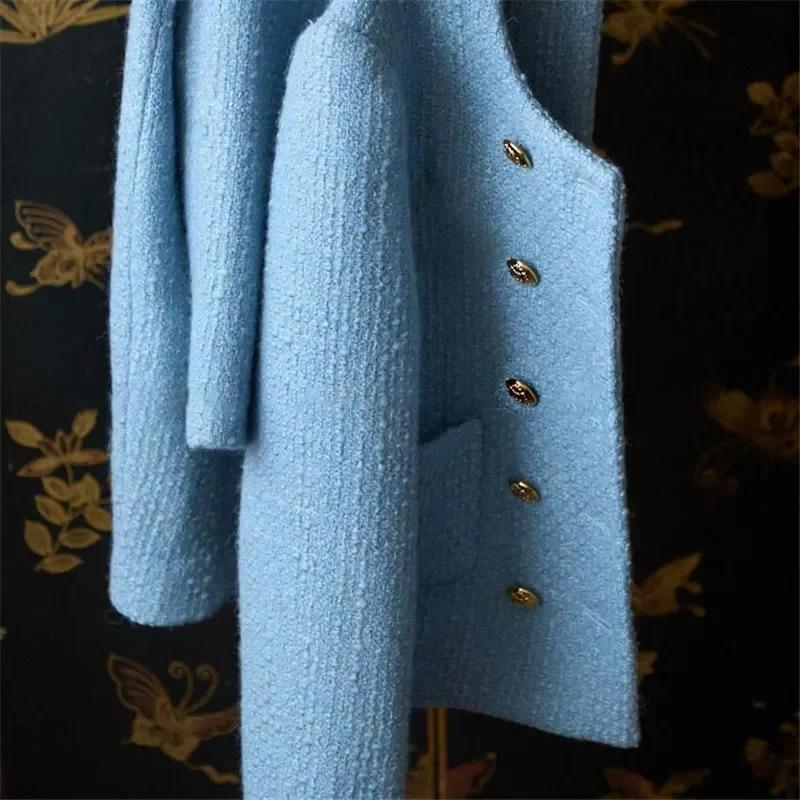 Early Autumn Slimming Tweed Style Socialite Jacket Women's European Vintage Fashion Crew Neck Short Jacket