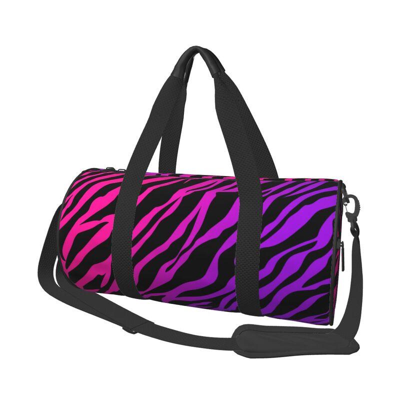 Zebra Stripe Print Travel Duffel Bags Unisex Portable Foldable Waterproof Carry on Luggage Bag Lightweight Yoga Gym Sports Bag