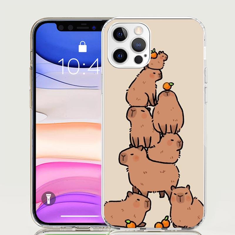Funny Capybara Cartoon Animal Phone Case For iPhone 17 Air 16 15 Plus 11 14 Pro Max 13 Mini 12 7 8 + SE Pattern Art Customized C