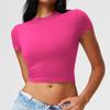 American front shoulder sports T-shirt female slim fit fitness top breathable high elastic running yoga clothes short sleeves