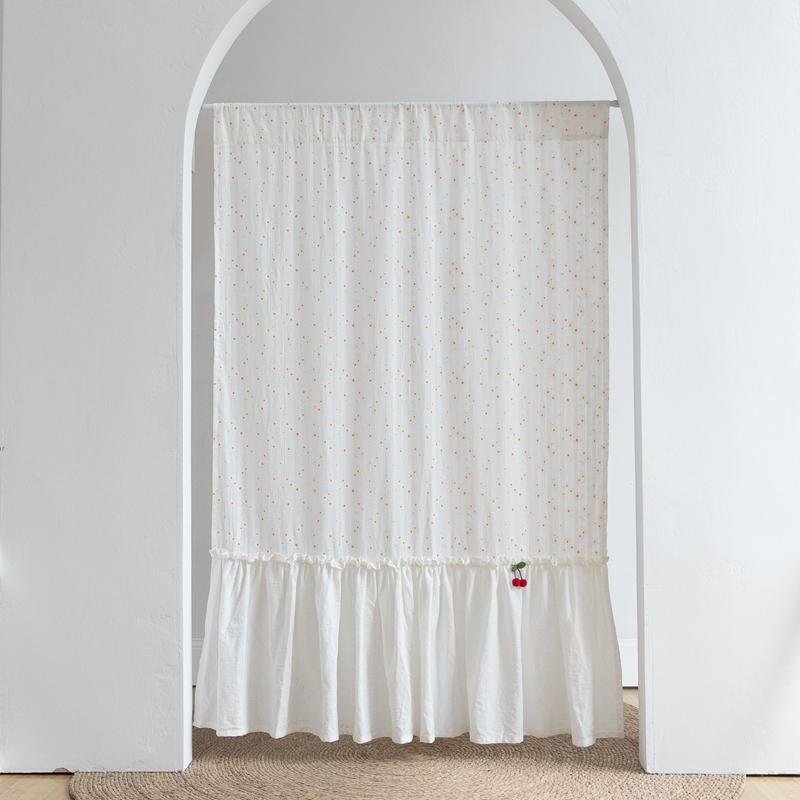 

Japan Style Art Fabric Hanging Door Curtains Pure Cotton Small Fresh Room Decor Curtain Short Kitchen Drape Partition Valance W65 x H90cm&Rod Pocket