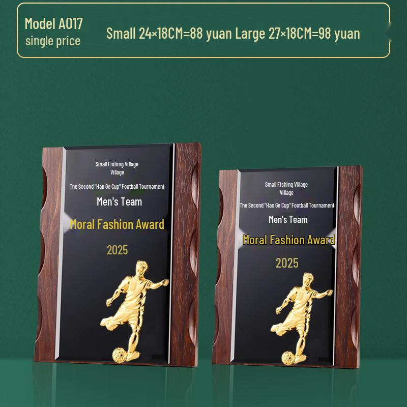 Custom Crystal Football Trophy - 2025 Golden Boot Top Scorer Award (Extra Large)