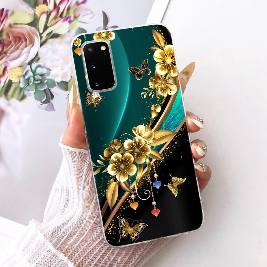 For Samsung Galaxy S20 Plus Case SM-G985F Luxury Bow Flowers Painted Cover Soft Silicone Case For Samsung S20+ S 20 Plus 5G Bags