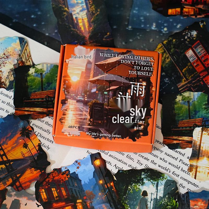 Yi Niao Dreamy Rain Love Serie Flugzeugbox Aufkleber für Kunst- und DIY-Tagebücher