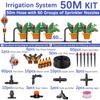 50-5m 1/4" Garden Drip Micro Irrigation 8-hole Adjustable Drippers with Stake 4/7mm Adapter PVC Tubing Automatic Watering System