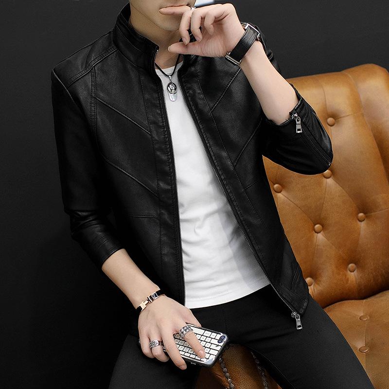 Autumn and winter new locomotive leather jacket men's jacket slim youth trend versatile handsome PU leather jacket