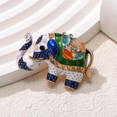 Fashion Vintage Elephant Brooch Premium Niche Jewelry Accessories Auspicious Animal Brooch Pin Women's Clothing Accessories