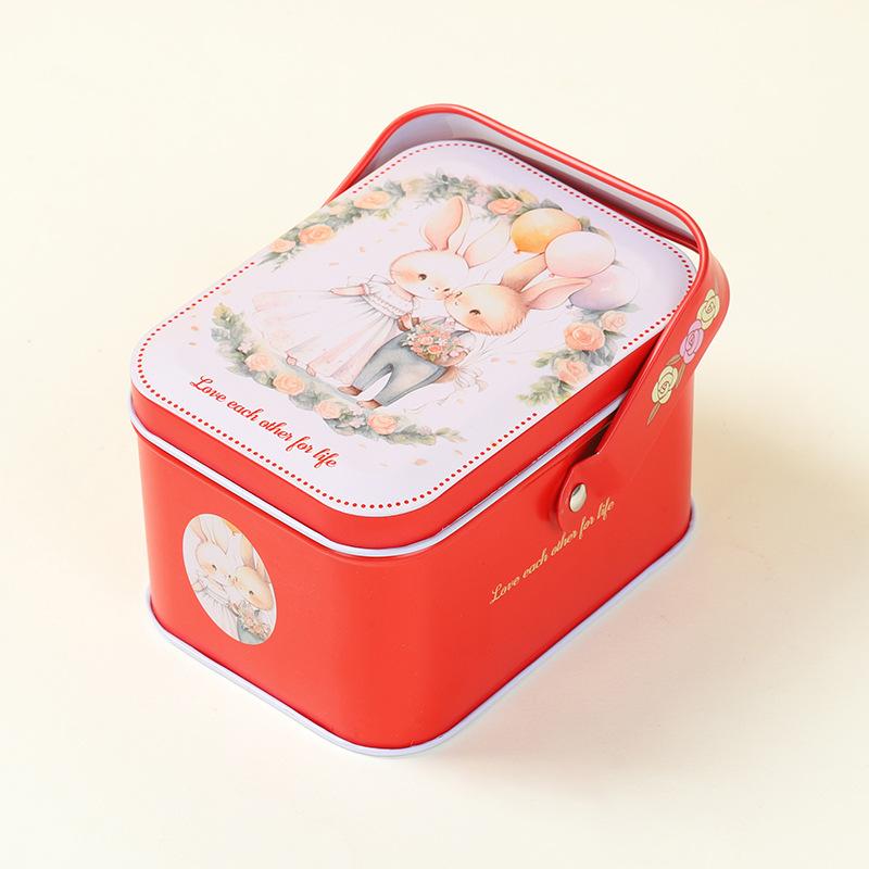 Tinplate Candy Metal Box Kids Gifts Small Tin Box Cookie Box Portable Rabbit Gift Box For Birthday Wedding Party Decoration