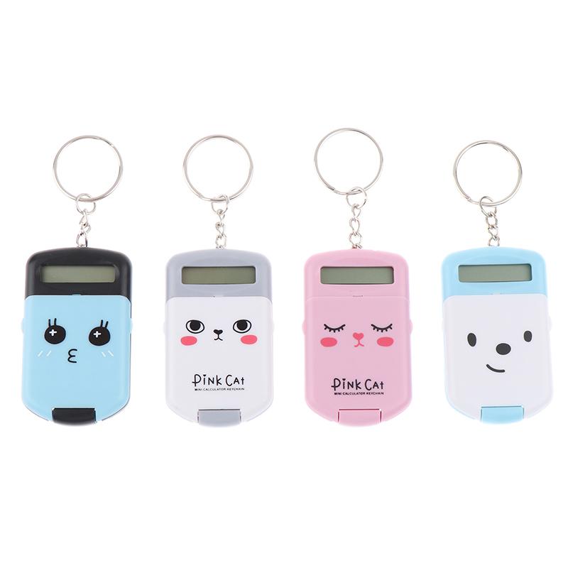 Mini Cute Lid Calculator Display Office Supplies Primary School Exam Public Use Portable Calculator Pocket Size Keychain