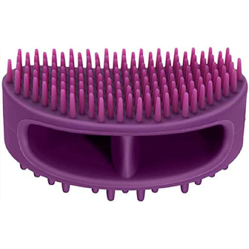 Soft Silicone Dog & Cat Grooming Brush - Pet Bath & Massage for Short or Long Hair - Slicker Shedding Hair Brush Purple