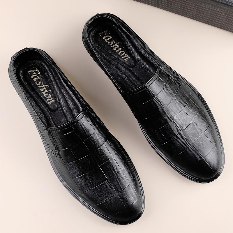Fashion Solid Color Leather Men Casual Shoes New Designer Dress Shoes Fashion British Business Loafers Genuine Leather Man Oxford Shoes