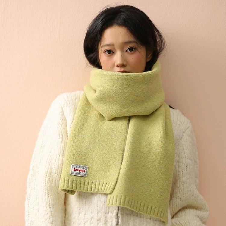 Korean autumn and winter new student solid color knitted scarf women's warm neck protection scarf versatile fashion knitted scarf