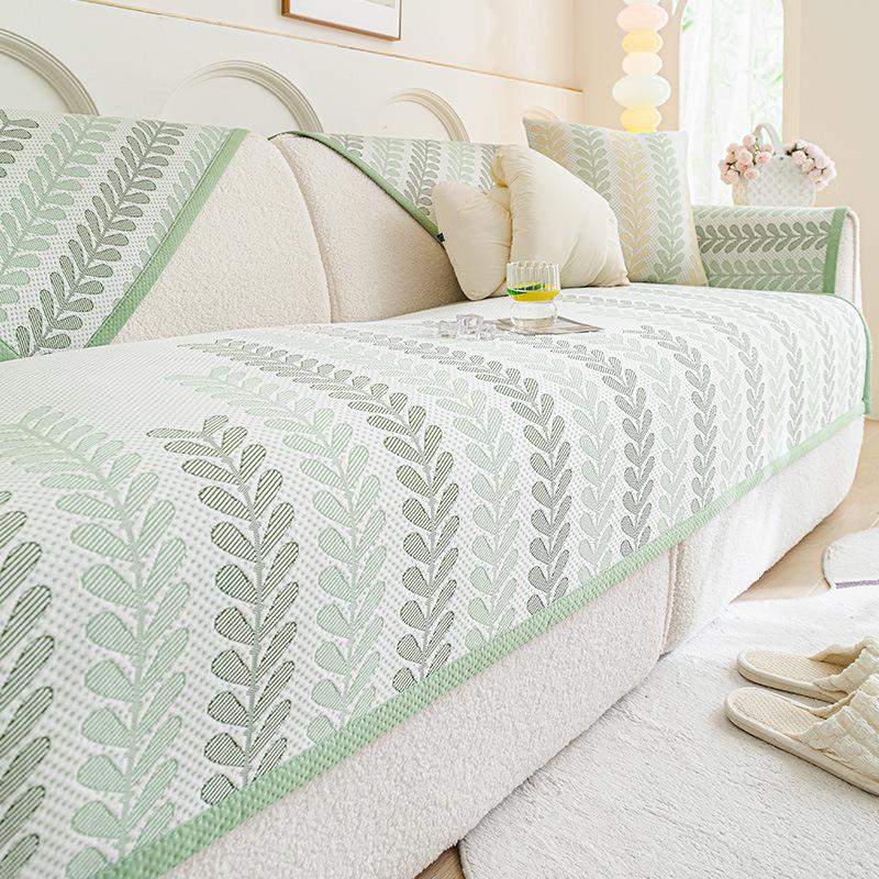 Ice Silk Sofa Cushion, Summer Sofa Mat Cushion  New Fixed Non-Slip Seat Cushion, Summer Advanced Feeling Cover Cloth