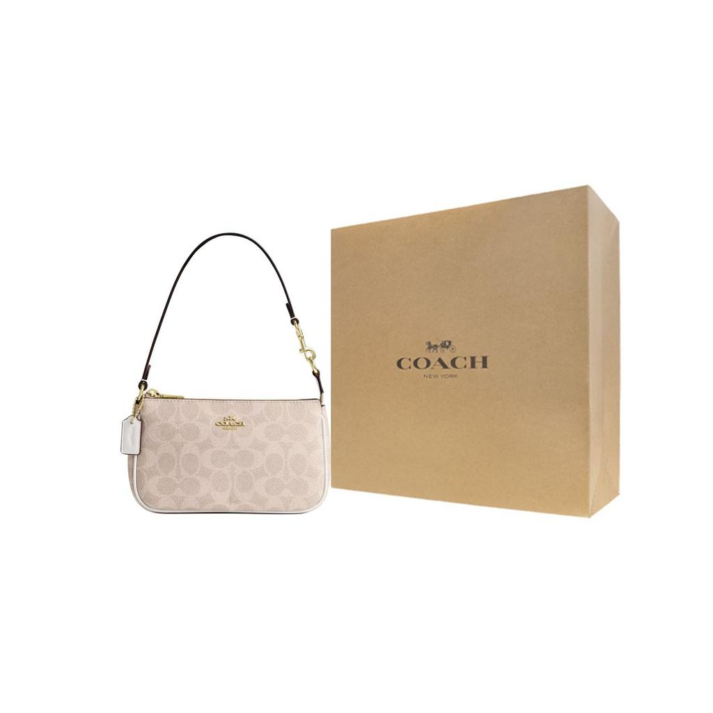 Coach Nolita 19 Klassische Monogramm-Print Reißverschluss Beschichtetes Canvas Schulter-Tote-Bag Kleine Damenhandtaschen Sand Kreideweiß CW426-IMXDM