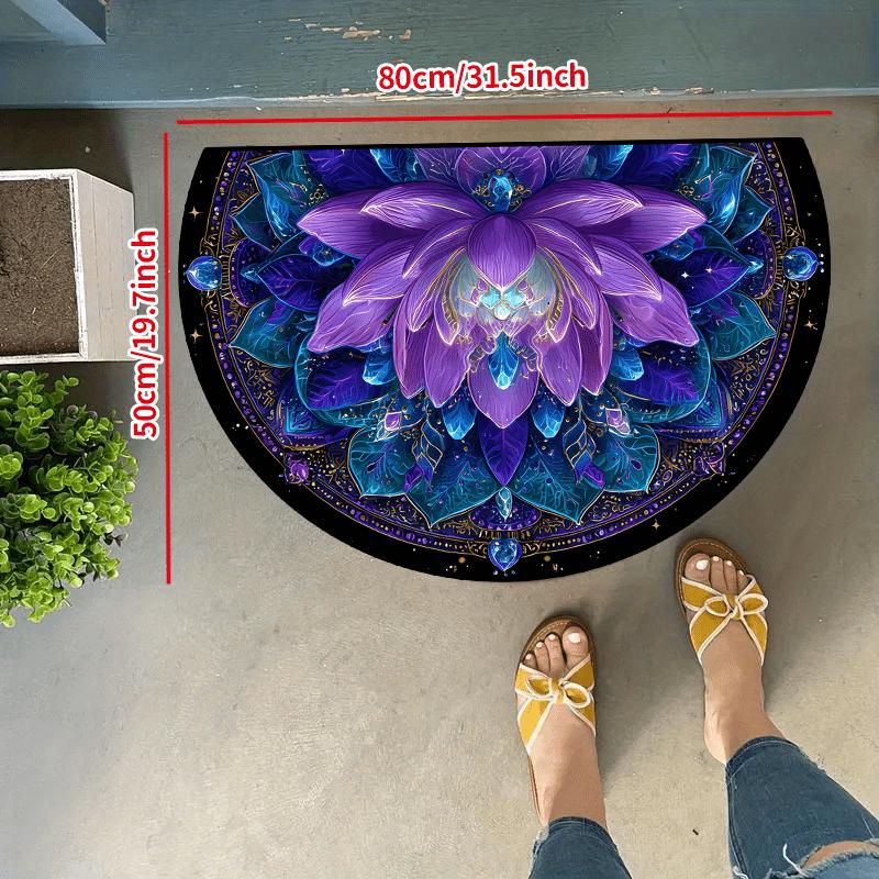 Minimalist Semi-Circular Carpet Soft Non-Slip Decorative Mat 2D Print Aesthetic Rug for Front Door Porch Home Decor Gift