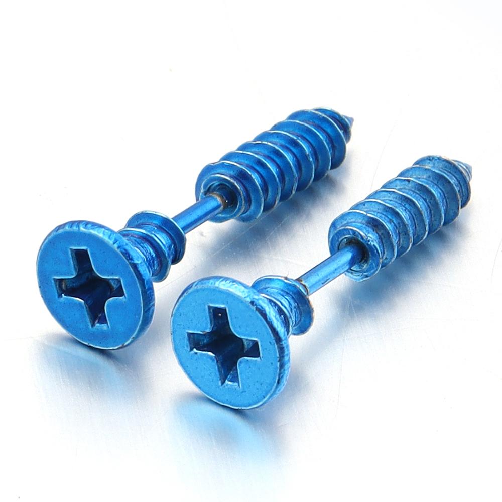 1 Pair Unisex Women Men Earrings Stainless Steel Piercing Nail Screw Stud Earrings Punk Rock Helix Ear Piercings Spiral Jewelry