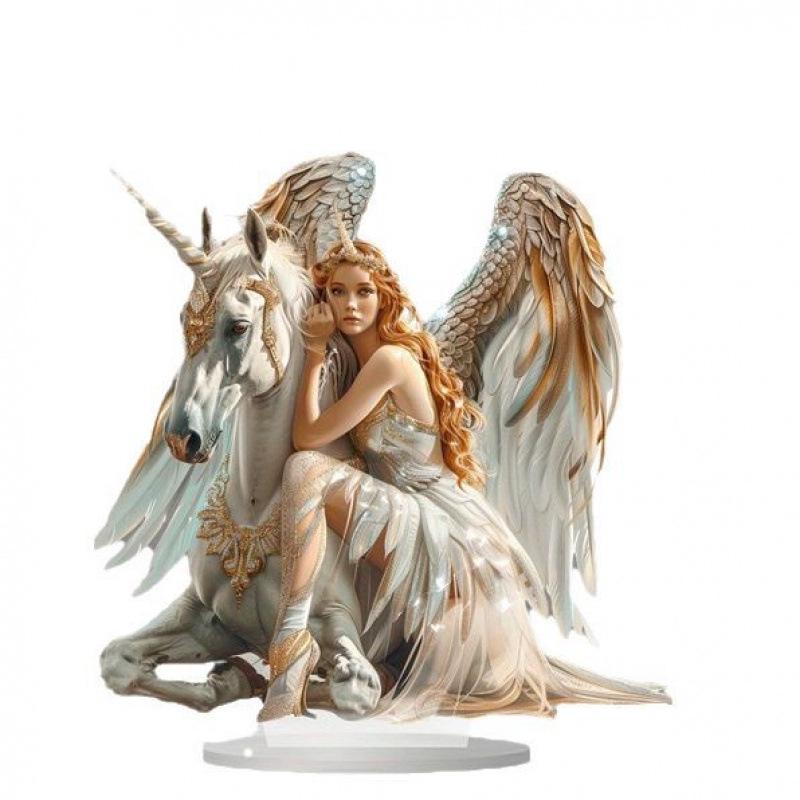 Charming Angel & Unicorn Acrylic Table Card Ornament – Waterproof & Durable
