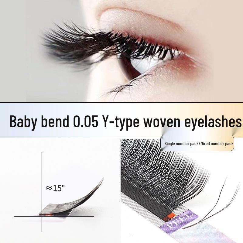 

0.05 Baby Bend Y-образные мягкие накладные ресницы - Love Mesh Weave тип YY 8mm