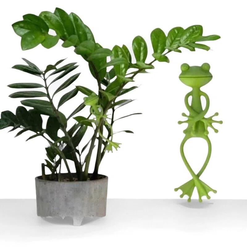 5pcs Cute Stable Green Plant Supports Holder Fixing Clip Frog Plant Stand