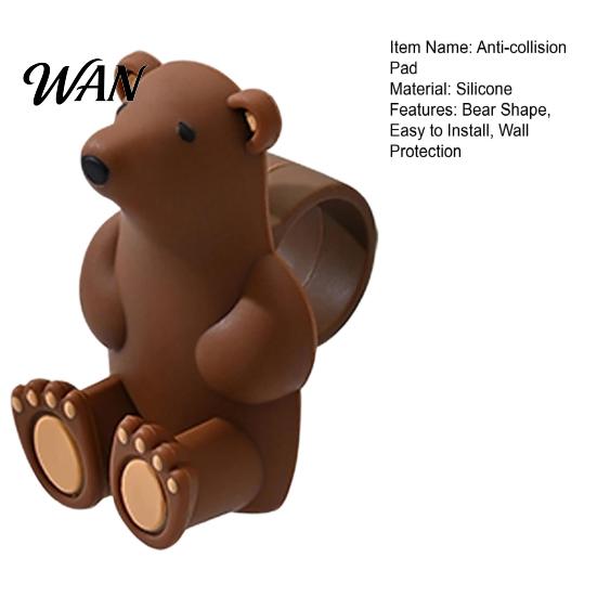 Wall Protector Pad Bear Door Handle Stopper Adhesive-Free Silicone Lever Stop Anti-collision Bumper Noise Reduction Home Office Protection