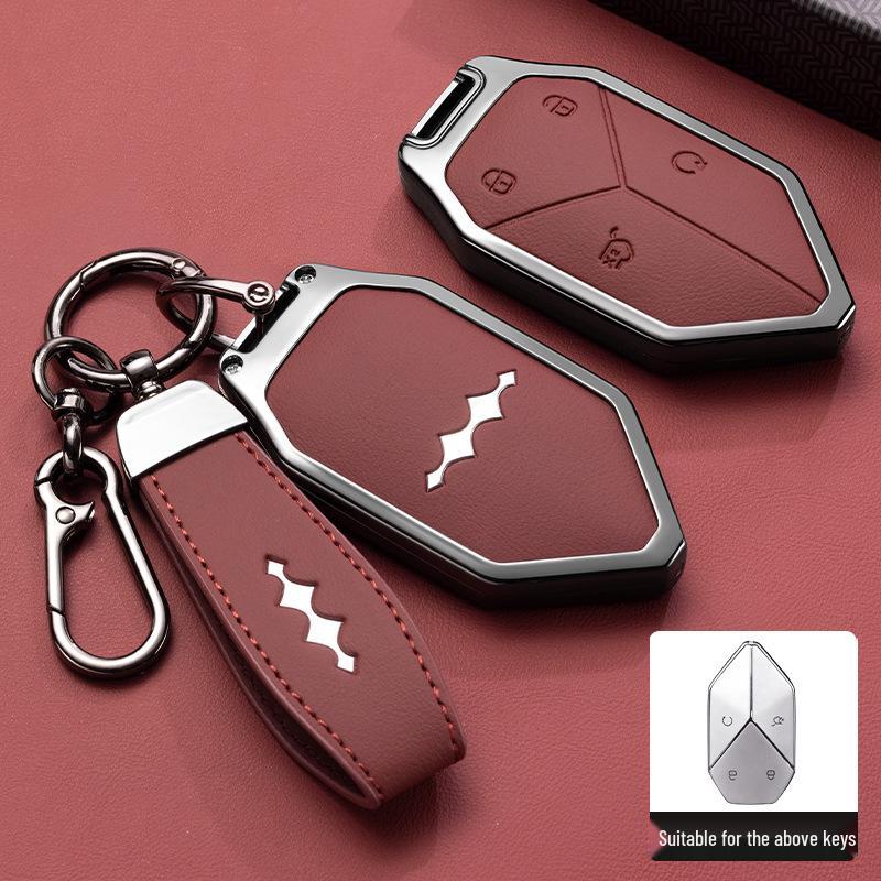 Equation Leopard 5 Key Case: Leopard Five Aluminum Alloy with Goatskin Shell Full Coverage Buckle New Model for Men