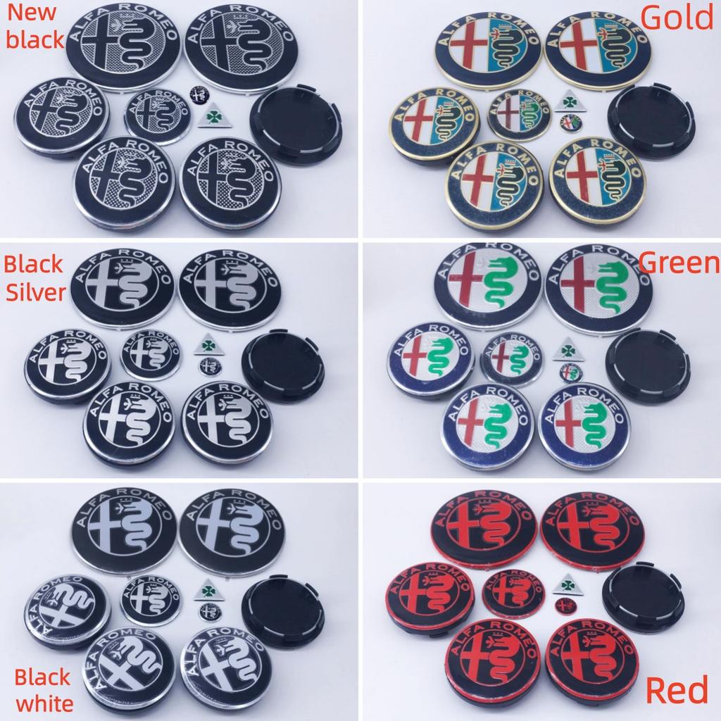 9pcs 50mm 56mm 60mmfor Alfa Romeo Brera New Spider Giulietta Mito Giulia Wheel Center Cap Car Hood Trunk Steering Wheel Badge