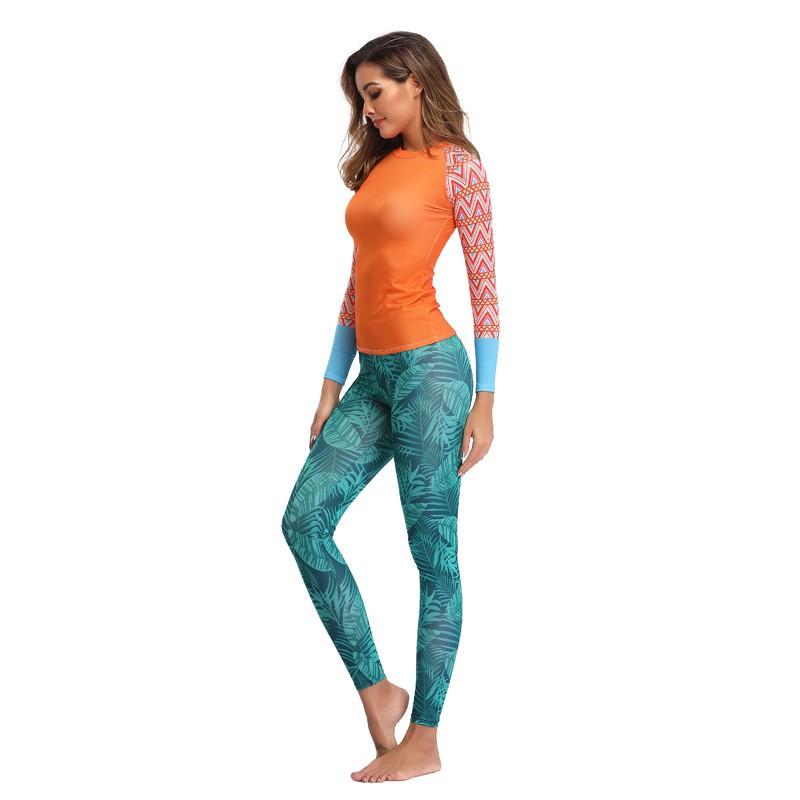 Damen Langarm Rash Guard Set Getrennte Bademode Surfen Schnorcheln Wassersport
