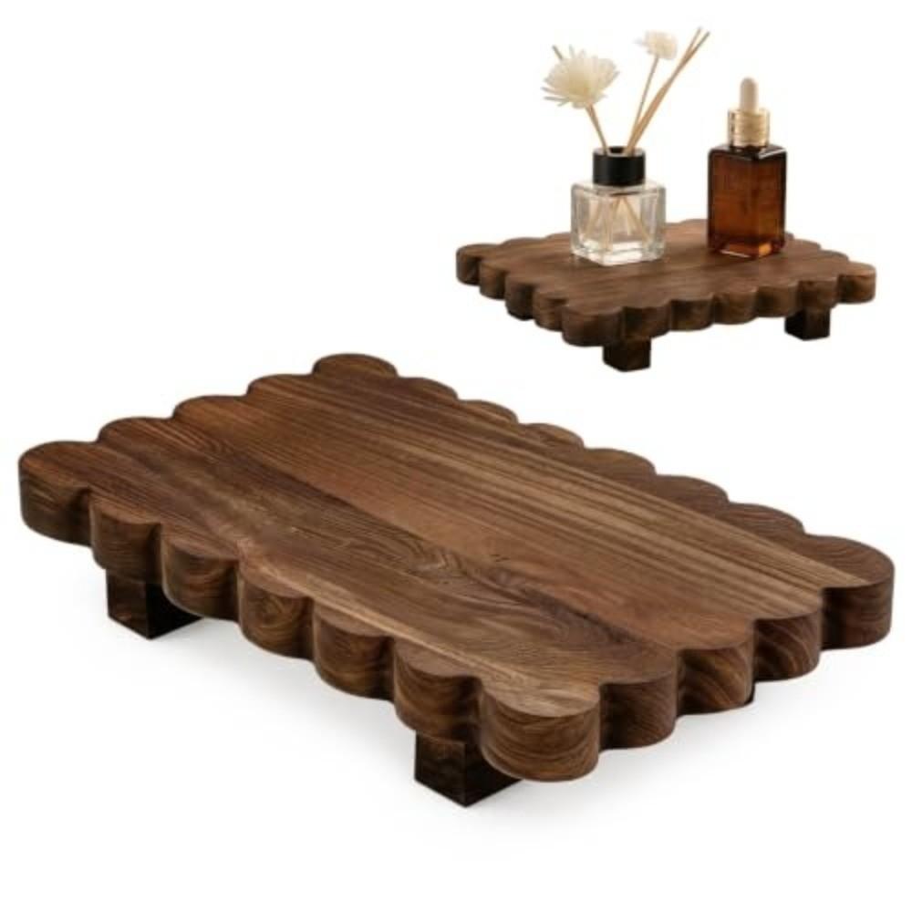 Solid Wooden Storage Tray Decorative Wooden Decorative Pedestal Wooden Plant Stand  Kitchen Display