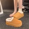 2025 Snow Boots for Women Cashmere Warm Platform Without Heel-covered Hair Half Slipper Cotton Shoes for Women